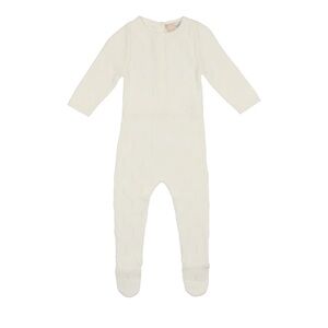 NWT- NooVèl Boys Honeycomb Footie, Ivory, size 9 months